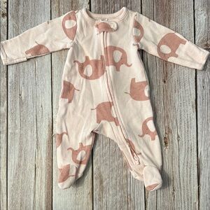 Carter's Pink and Cream Elephant Print Footies